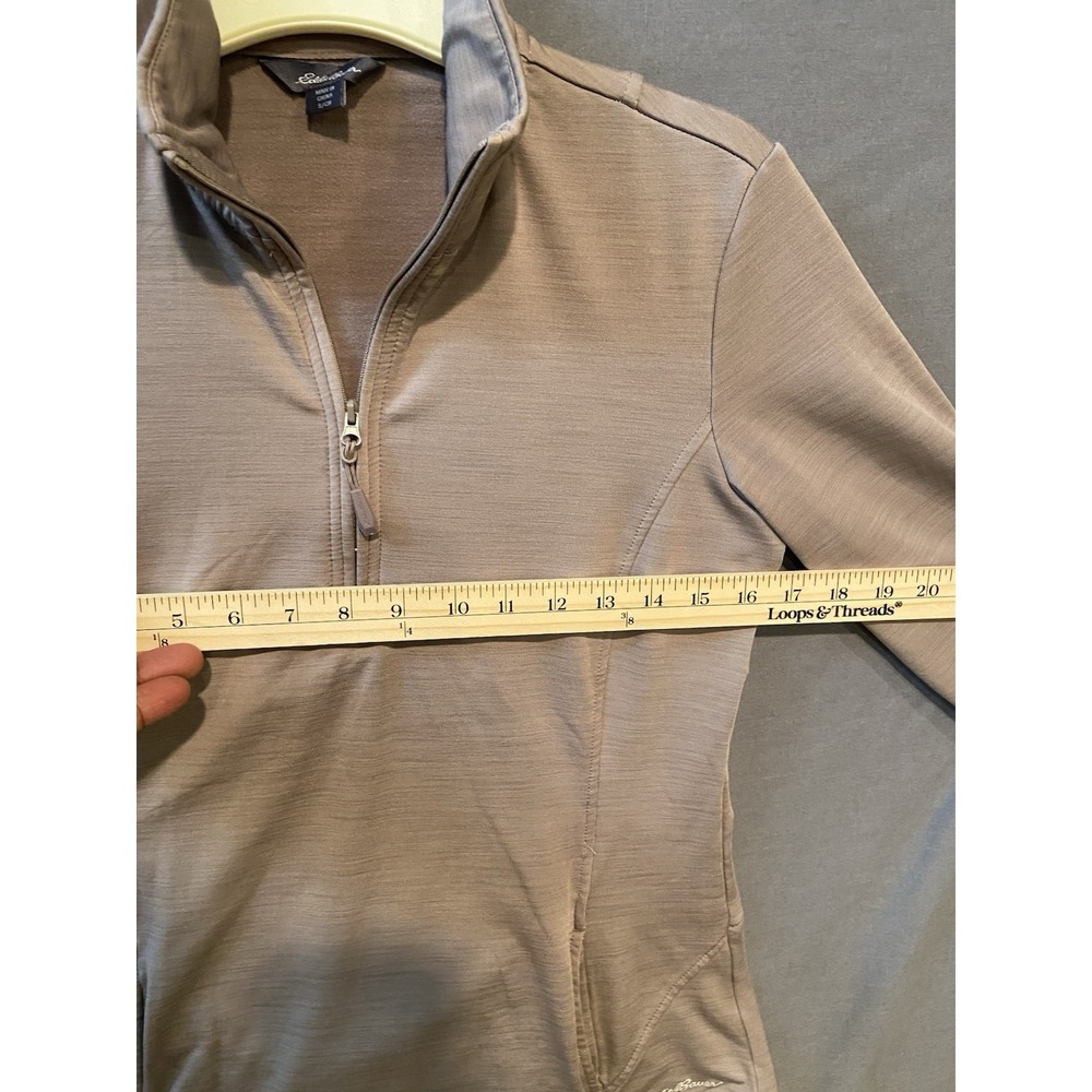 Eddie Bauer 1/2 Zip Shirt Women's S Beige Pullover Mock Neck Thumb holes - Picture 10 of 10